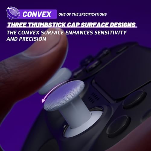 Image of eXtremeRate ThumbsGear V3 Interchangeable Ergonomic Thumbsticks for PS5 Controller, Replacement Analog Thumb Sticks for PS4 Controller - Original White 4 Height Removable Convex Concave Grip Joysticks