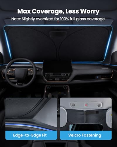 REEVAA 2026 3rd Pro Windshield Sunshade for 2020-2026 Toyota Highlander | Dual-Layer Heat & Sun Defense, OEM Design | Foldable Sun Shade Car Accessories with Storage Bag — view 5
