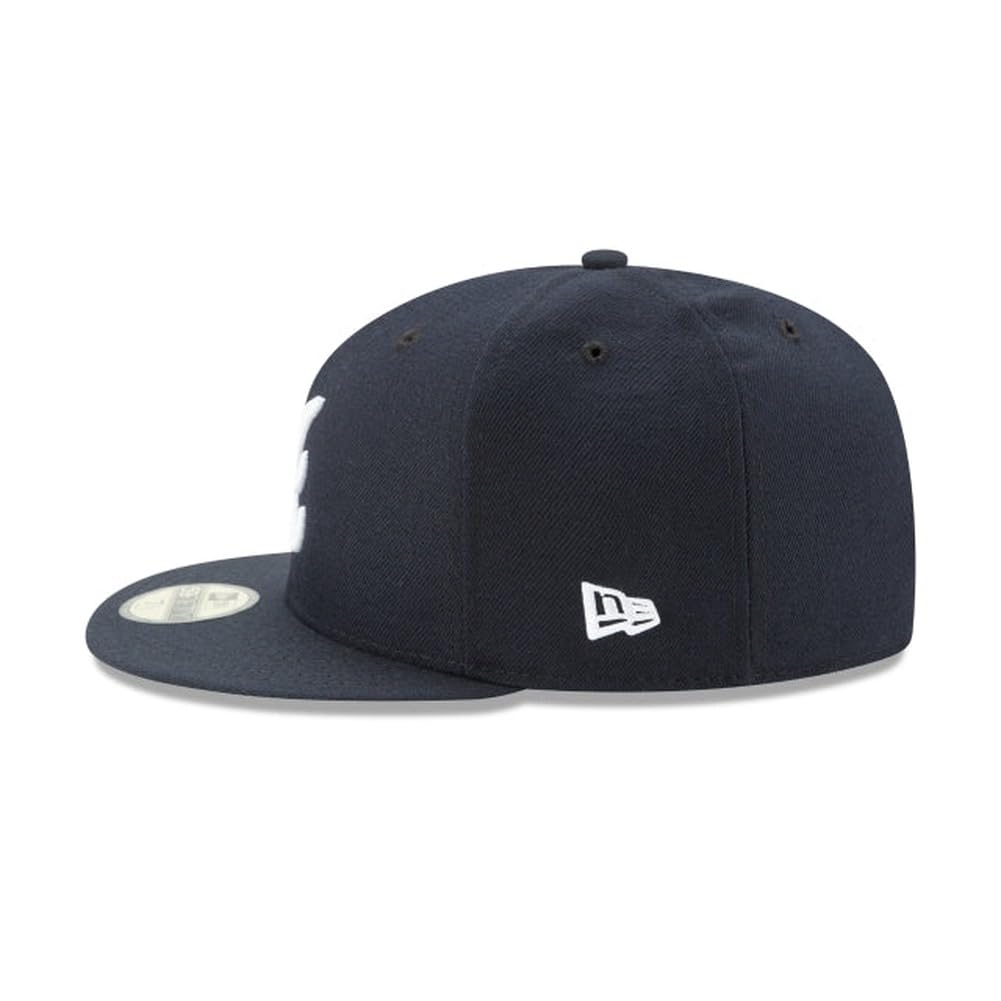 New Era MLB 59FIFTY Baseballkappe, Atlanta Braves, marineblau, Team-Farbe-Logo, authentische Kollektion, auf Feld-Baseballkappe