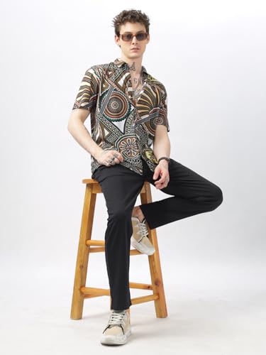 Image of BULLMER Trendy Regular Fit Printed Causal Half Sleeve Shirt for Men