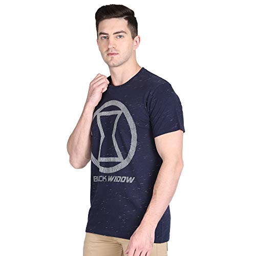 Image of Free Authority Black Widow Printed Regular Fit Blue Cotton Men's T-Shirt