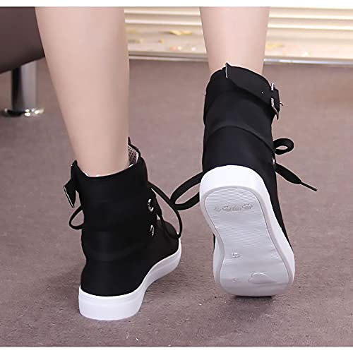 A/U Womens laarzen, anti-slip hoge schoenen canvas schoenen mode eenvoudige casual schoenen - Afbeelding 5