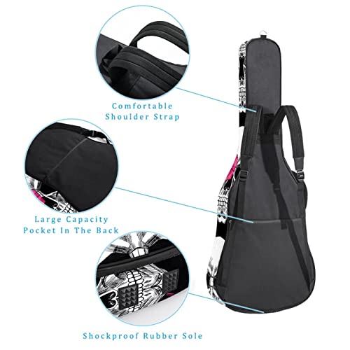 Housse de guitare en tissu Oxford imperméable avec bandoulière réglable Motif crânes et fleurs - Les Beatles, Paul McCartney, John Lennon, RIngo Starr, George Harrison Housse de guitare en tissu Oxford imperméable avec bandoulière réglable Motif crânes et fleurs – Image 4