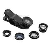  ArktisPRO 5-in-1 Fisheye - Macro & Weitwinkel Objektiv Kamera Smartphone-Echtglaslinsen-Set und Polfilter kompatibel mit Apple iPhone, Samsung, LG und Co.