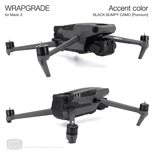 Image of WRAPGRADE Partial Skin Stickers for DJI Mavic 3 Pro Accent Color Black Bumpy CAMO