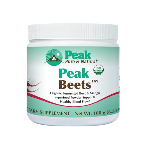 Image of Peak Pure & Natural Peak Organic Fermented Beets - Organic Fermented Beet Powder Superfood Drink Powder - Nitric Oxide Supplement Support for Normal Blood Pressure