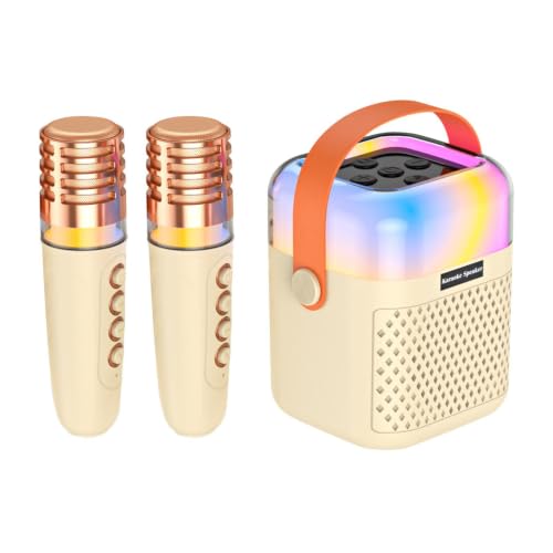 Máquina De Karaoke para Niños Altavoz De Canto Inalámbrico con 2 Micrófonos
