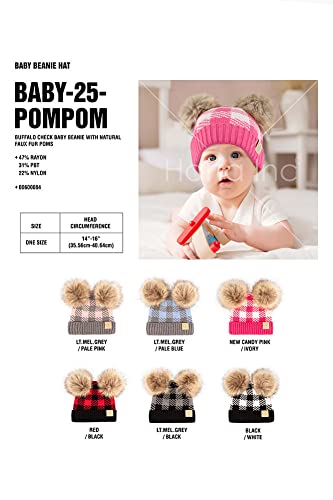 ScarvesMe Exclusive Buffalo Check Plaid Double Pom Pom Baby Infant 0-12 Month Old Beanie Hat3