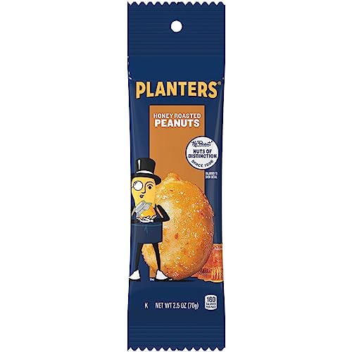 PLANTERS Honey Roasted Peanuts, 2.5 Ounce - 15 Count (Pack of 1) - Roasted with Honey and Sea Salt - Active Lifestyle Snacks, Movie Snacks and School Snacks - Kosher Peanuts