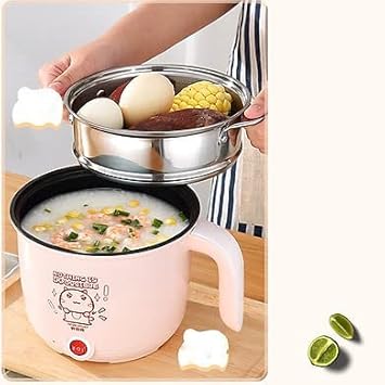 Electric Cooking Pot 1.5 Litre Multi Purpose Cooker Mini Electric Cooker Steamer Cook pots for Cook Noodles/hot Pot/Rice Porridge for Home, Office and Travel (Multicolors)