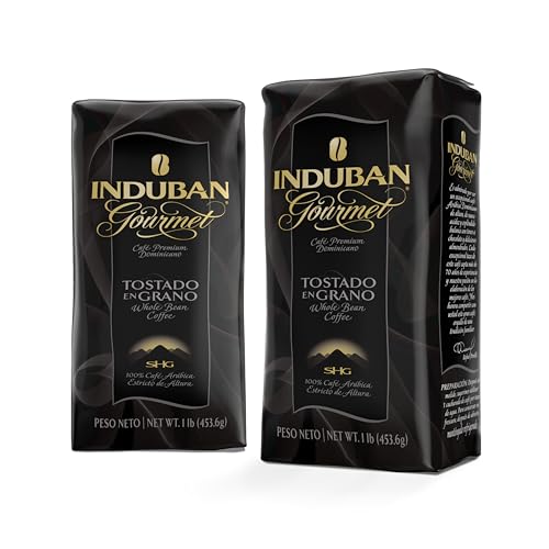 Image of Induban Gourmet, 16 oz Bag, Whole Bean Coffee, Medium Roast - Premium 100% Arabica Coffee from the Dominican Republic (Pack of 2)