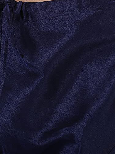 Image of VASTRAMAY Men's Aqua Cotton Silk Blend Kurta and Pyjama Set