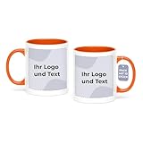 Cimpress Personalisierbare Tasse, beidseitig bedruckbar mit Fotos, Text, Logo, 10 Stück, Orange, 325ml, Kaffeetasse aus Keramik, Individuelles Fotogeschenk für Unternehmen, Events