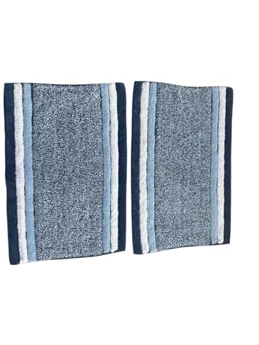 Image of My Home Cotton Door Bath Mat Super Soft Non Slip Mats for Bathroom, Door,Large, Pack of 2 (Blue Luxury)