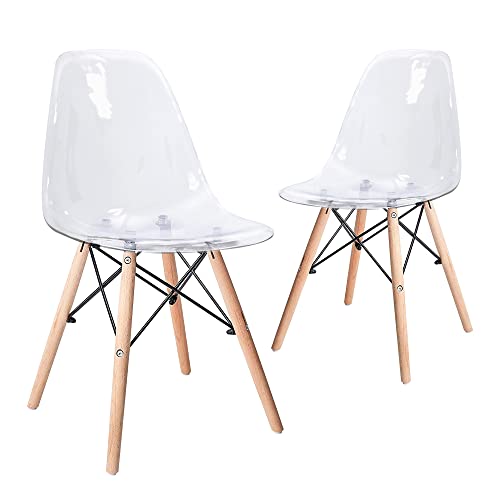 CangLong Plastic Style Side Accent Seats with Natural Wood Legs