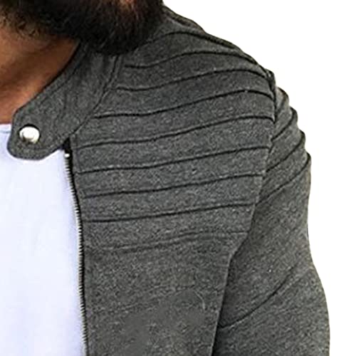 Mens Full Zip Stand Collar Cardigan Slim Fit Long Sleeve Sweater Fashion Casual Cable Knitted Sweater With Pockets3