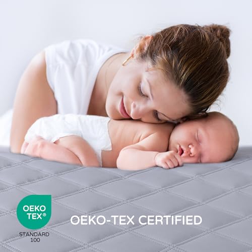 Image of Yoofoss Waterproof Crib Mattress Protector 2 Pack, Quilted Crib Mattress Pad Cover Ultra Soft and Breathable, Machine Washable Toddler Mattress Protector for Standard Baby Crib Size 52''x28''