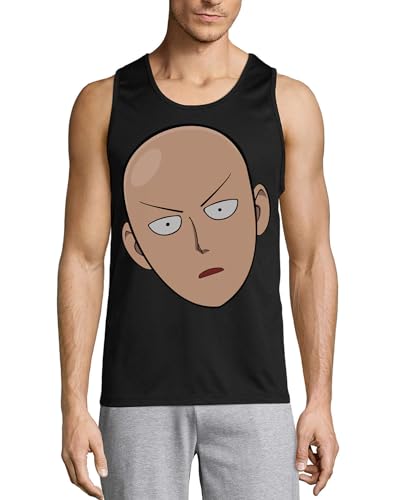 Camiseta sin mangas Anime 173 de algodón premium negro con costuras reforzadas