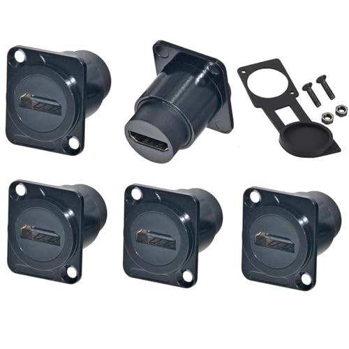 PENGLIN Lot de 5 adaptateurs HDMI de type D femelle encastrable pour panneau HDMI, câble HDMI prise femelle vers femelle 4K 60 Hz 3D et HDR
