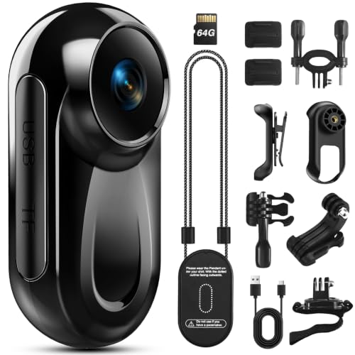 Image of Mini Body Camera with 64GB Card, 1080P Thumb Action Camera 120 Wide Angle | POV Wearable Magnetic Clip-On /360 Rotate Video Recorder, Hands-Free Recording Vlogging Cam for Travel Cycling Motorcycle