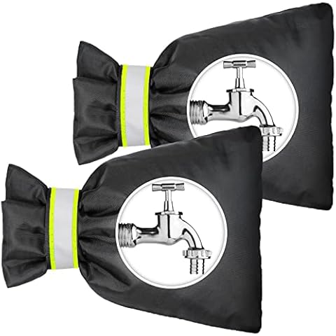 AUGOLA Outside Tap Cover for Winter, 2Pcs Tap Cosy Cover Thickened Outdoor Tap Cover Jacket Insulated Protector from Freezing Waterproof - Black Cover