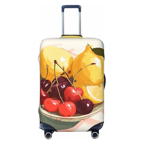 Bowl Of Cherries And Lemons Vintage Elastic Travel Luggage Covers Dustproof Scratch-Resistant Suitcase Protector Fit 22-24 Inch