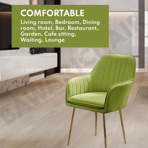 Image of Modern Velvet Armchair for Living Room Dining Room Accent Chair with Golden Lag for Bedroom Home Upholstered Seat Lounge Chair (Parrot Green)