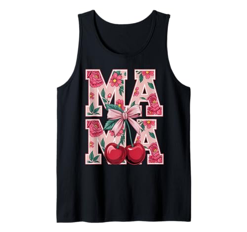 Mama Mommy Cherry Happy Mother's Day Mom Life Coquette Bow Tank Top