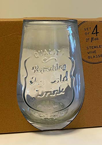 Home Essentials Retroware Ice Cold Stemless Glass Set Of 4, 21-Ounce, Clear #TOP1