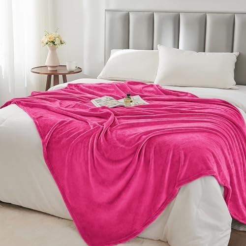 Image of BEDELITE Fleece Blanket King Size Blankets for Bed, Luxury Plush Cozy Fuzzy Blanket 108x90 inches, Super Soft Warm Lightweight Throw Blanket All Seasons Suitable, Hot Pink