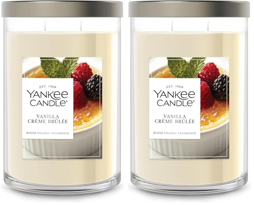 Image of Yankee Candle Vanilla Creme Brulee Scented, Signature 20oz Large Tumbler 2-Wick Candle, Over 60 Hours of Burn Time (Pack of 2)