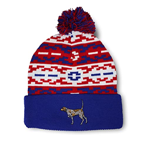 Pom Pom Beanies for Women German Shorthaired Pointer Embroidery Skull Cap Labrador Dogs Winter Hats for Men Acrylic 1 Size American Pixel Design Only