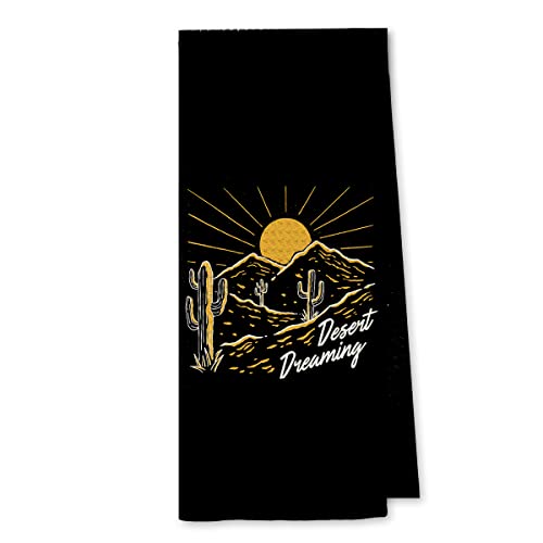 Dibor Desert Dreaming Boho Retro Western Country Cowboy Sunshine Cactus Mountains Kitchen Towels Dish Towels Dishcloth,Wild West Absorbent Drying Cloth Hand Towels Tea Towels For Bathroom Kitchen #TOP20