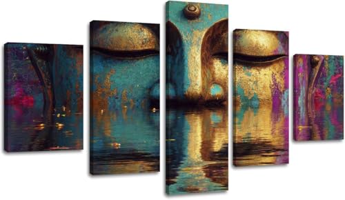 cyongshan Buddha Wall Art Modern Decor 5 Panel Canvas Artwor