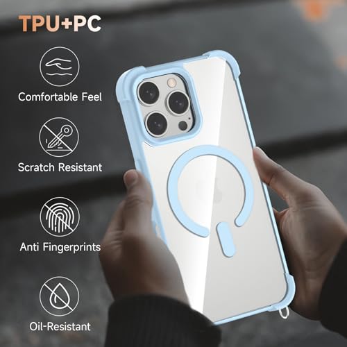 Coque iPhone 16 Pro ultra transparente bleu magnétique à cordon modulable - 7