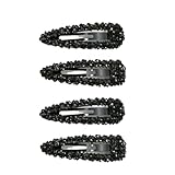 4 Stück tschechische Kristall-Haarspangen, schwarze glitzernde Haarspangen, lange Haarspangen für Frauen und Mädchen