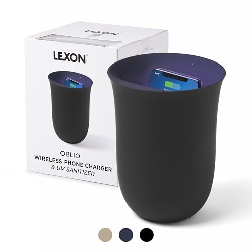Lexon OBLIO QI Wireless Charger and Phone Sanitizer, UV Disinfection Light and Fast Charging Station...