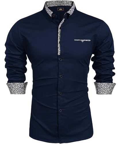 Image of Mens Shirt | Black Cotton Blend Casual | Regular Fit | Full Sleeve | Printed Spread Collar | Solid Plain Style | Summer Office Wear | Stylish Shirt for Men