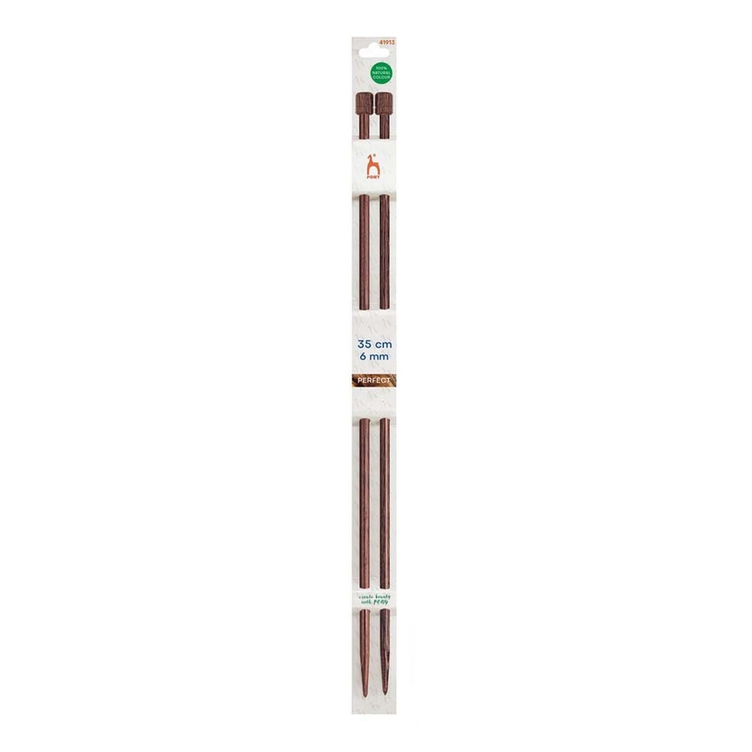 Pony Perfect Single Pointed Knitting Needles 35cm 6.00mm - 1pc, Brown, (35cm, 6.00mm)