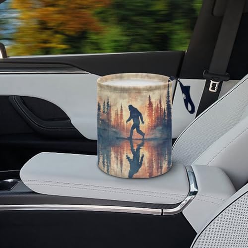 Image of Bigfoot Forest Collapsible Waste Basket Bin Car Trash Can Seat - Car Garbage Bag,Small Trash Can Car Accessories Interior for Car SUV Trucks