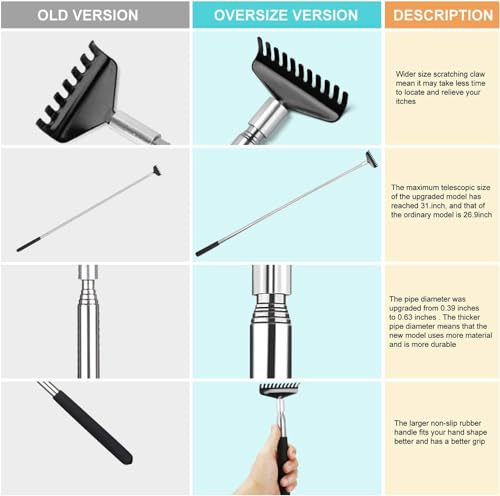 Image of 2 Pack Extra Long Back Scratcher for Adults & Seniors - 31.5 Inch Telescoping Stainless Steel, Portable Itch Relief Tool for Hard to Reach Spots with Canvas Storage Bag