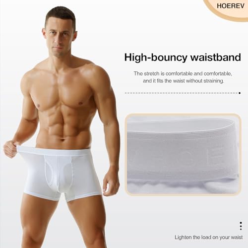 Hoerev Pack of 4,Men's Trunk Briefs Underwear Comfortable and Breathable Boxers,S4