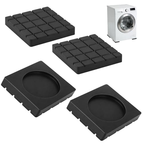 4 PCS Anti Vibration Pads for Washing Machine Shock Absorbers Non Slip Washing Machine Feet Rubber Anti Vibration Mat for Dryer Dishwasher Stabilisers Noise Cancelling Fixed Anti-deviation Black