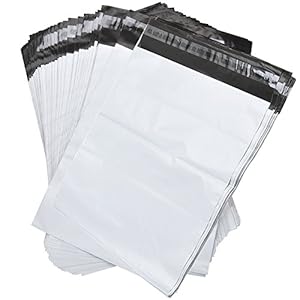 SJPACK 100pcs 14.5×19 Poly Mailers 2.5 Mil Envelopes Shipping Bags With Self Sealing Strip, White Poly Mailers