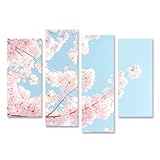 islandburner Bild auf Leinwand Rosa Kirschblüten vor blauem Himmel für Schlafzimmer Romantiker Teegeschäft Bilder Wandbilder Poster