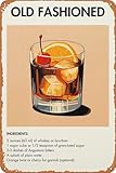 Zengju Old Fashioned Cocktail Metal Tin Sign, Old Fashioned Poster, Retro Cocktail Print, Classic Cocktails, Bar Cart Decor, Bar Prints 12x8 inches, Zengju08