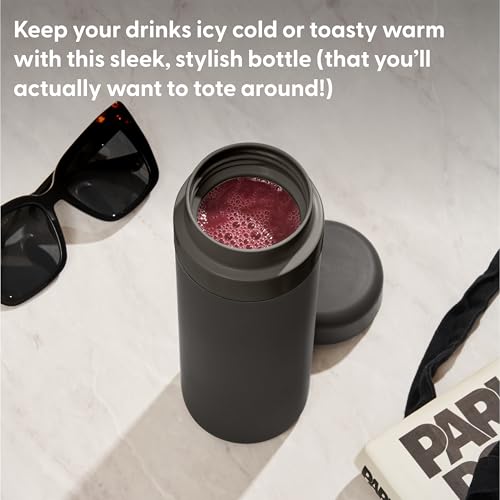 W&P Porter Insulated Bottle 20 oz | Clean Taste Ceramic Coating for Water, Coffee, & Tea | Wide Mouth Vacuum Insulated | Dishwasher Safe, Cream Terrazzo