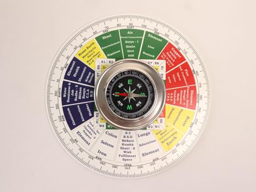 Image of TSL Shakti Chakra with Compass | Vastu Shastra Remedy Essentials (वास्तु उपाय) | Health & Wealth | Home and Office | Decor | 5.5 Inch | All Direction | Tool |