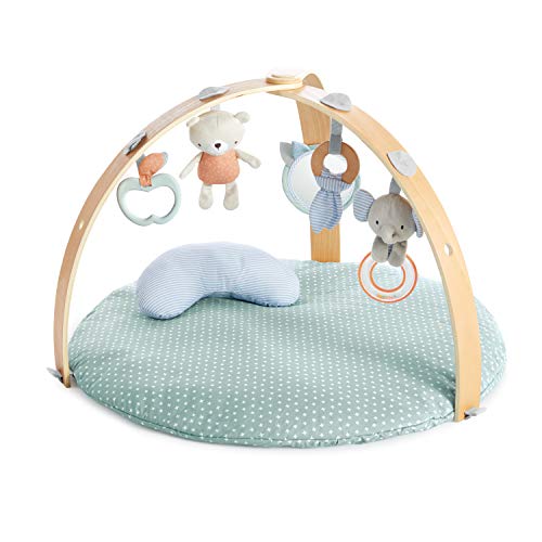 Ingenuity Cozy Spot Reversible Duvet Activity Gym & Play Mat with Wooden Toy bar - Loamy,...