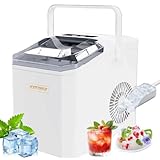 ICEFORGE Portable Countertop Ice Maker, 6 Mins Fast Bullet Ice Machine with Handle, Self-Cleaning, Ice Basket & Scoop, Compact Small Ice Maker for Home Kitchen Camping RV Office Bar, White